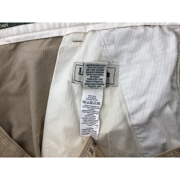 L.L. Bean Stretch Country Corduroy Pants Men's 38X30 Khaki 502835 - Picture 5 of 7